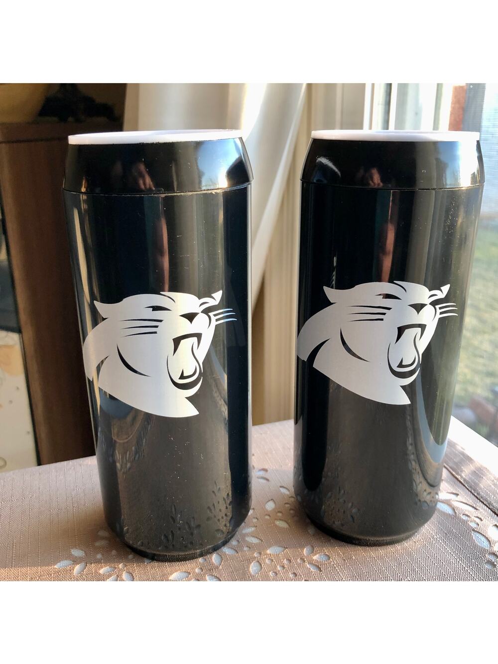 NWT 2 NFL Carolina Panthers Slim Plastic Can Drink Holders